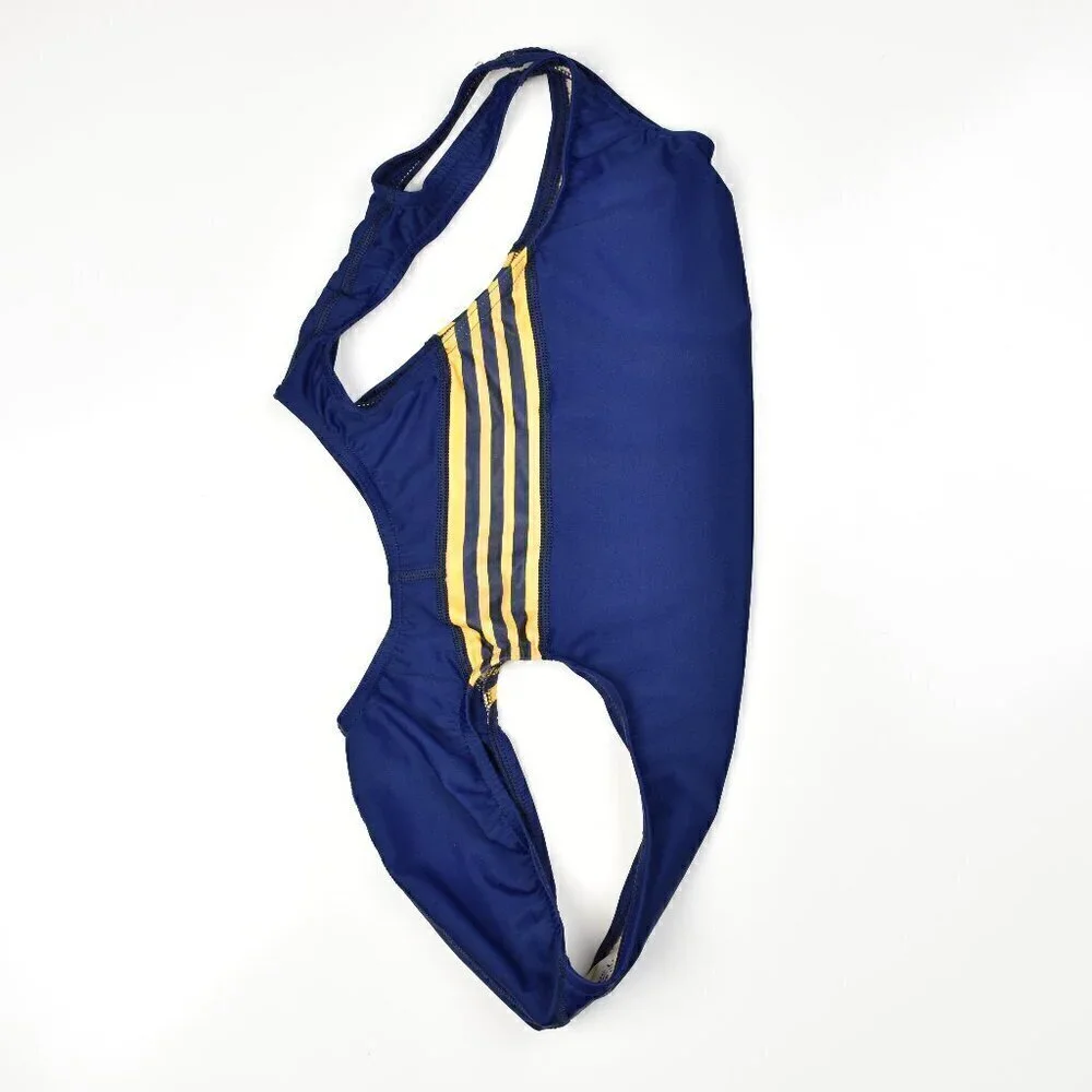 Adidas Stripe Competitive Performance Racing One-Piece Swimsuit NEW 28 - Picture 4 of 7